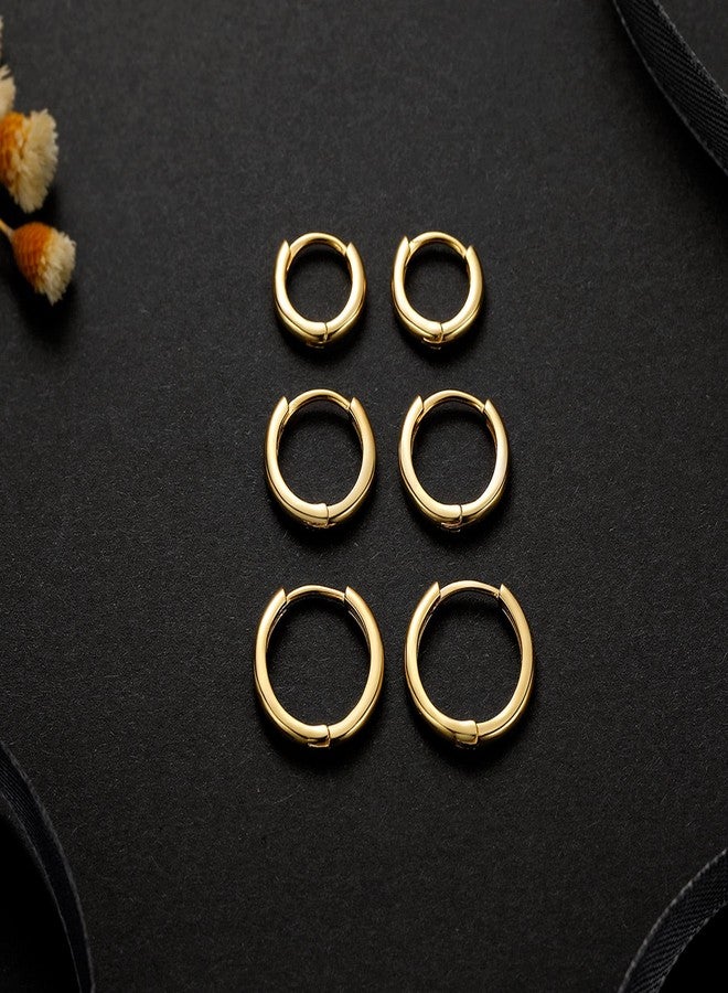 EPIRORA 3 Pairs Small Cartilage Hoop Earrings for Women Men, Hypoallergenic Sterling Silver Post Huggie Earrings, 8/10/12mm, Gold - Image 5